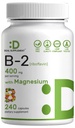 DEAL SUPPLEMENT Vitamin B2 400 mg (Riboflavin) | Magnezyum Glycinate 400 mg, 240 Capsules – 2 in 1 Support Health Nervous System, Mood, Blood & Energy Production, Non-GMO