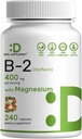 DEAL SUPPLEMENT Vitamin B2 400 mg (Riboflavin) | Magnezyum Glycinate 400 mg, 240 Capsules – 2 in 1 Support Health Nervous System, Mood, Blood & Energy Production, Non-GMO