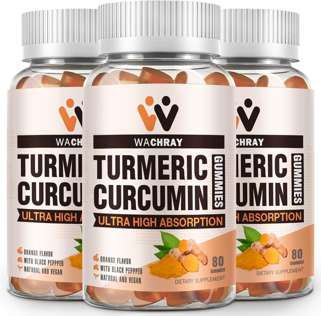 Turmeric Curcumin Gummies with Ginger & Black Pepper Extract - 3 πακέτα Tumeric Gummy Συμπληρώματα για τον πόνο Φλεγμονή Κοινή Υποστήριξη για την Υγεία Βάρος - Vegan, Organic, Gelatin-Free - για ενήλικες και παιδιά