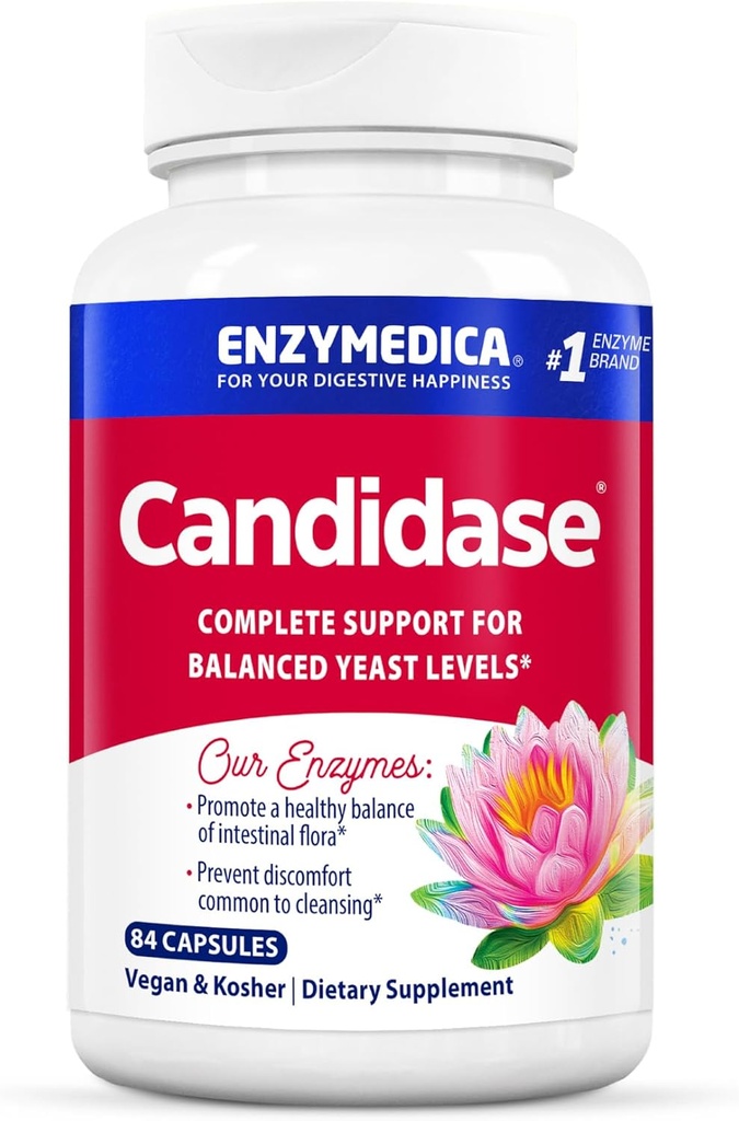 Enzymedica, Candidase, Dgestive Enzymes for Gentle Cleansing Support, Gut Health & Digestion, 84 Count Count