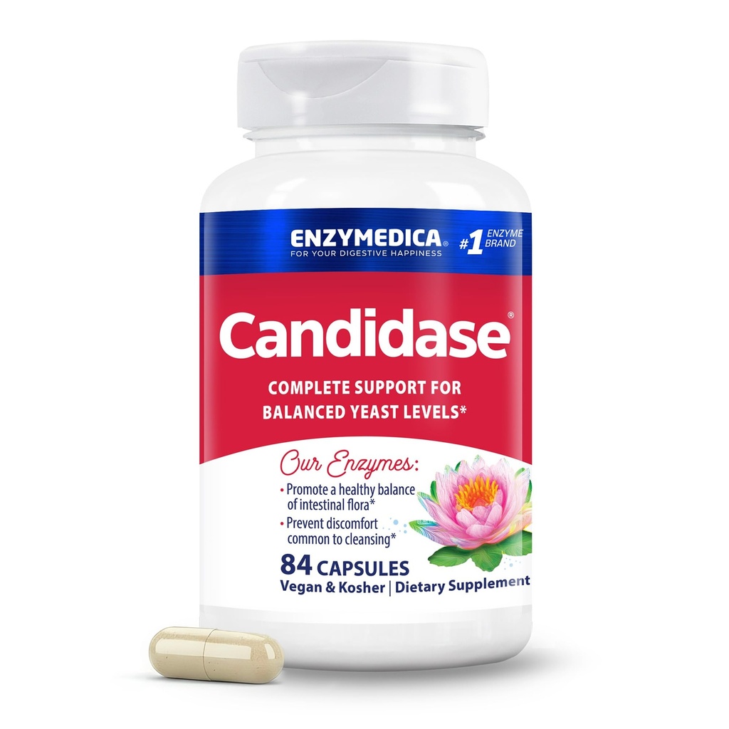 Enzymedica, Candidase, Dgestive Enzymes for Gentle Cleansing Support, Gut Health & Digestion, 84 Count Count