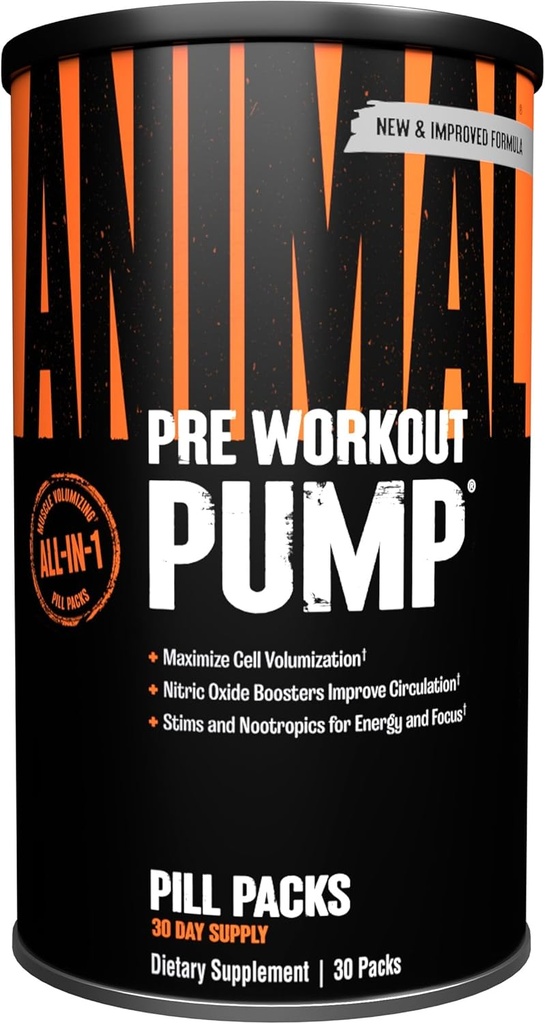 Animal Pump Pre-Workout Supplement – for Energy, Focus and Muscle Volumating, Nitrik Oksit ATMs Including Stims and Nootropics, Kretine, and Ultimate Pump Advancedr, 30 Packs