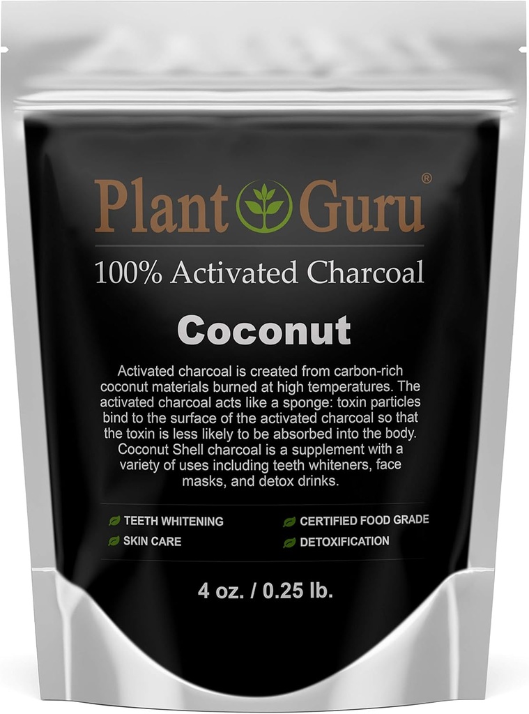Ενεργοποιημένη σκόνη άνθρακα 4 oz. Coconut - βαθμού τροφίμων Kosher μη-GMO - λεύκανση δοντιών, μάσκα προσώπου και σαπούνι παρασκευής. Προάγει τη Φυσική Αποτοξίνωση και Βοηθά στην Πέψη