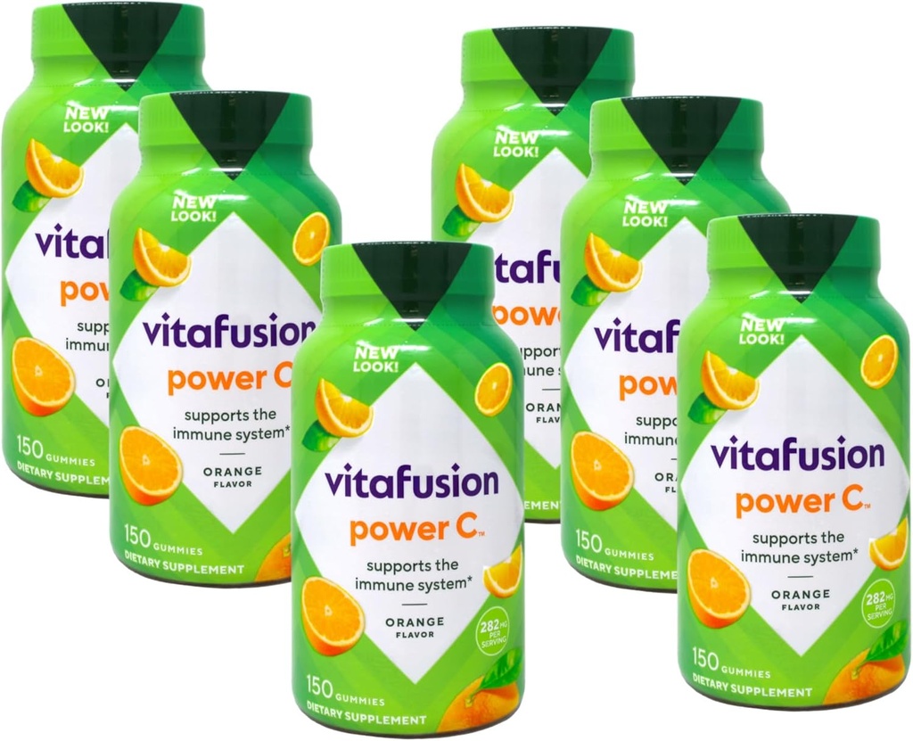 VitaFusion Power C Gummy Vitamins for Yetişkinler için Kesinlikle Orange - 150 ct, Pack of 6