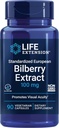 Life Extension Standardized European Bilberry Extract, 100 mg, Mirto Select® Vaccinium myrtillus, Eye Health, Circulation, Lanet, Gluten-Free, Non-GMO, Vegetarian, 90 Capsules