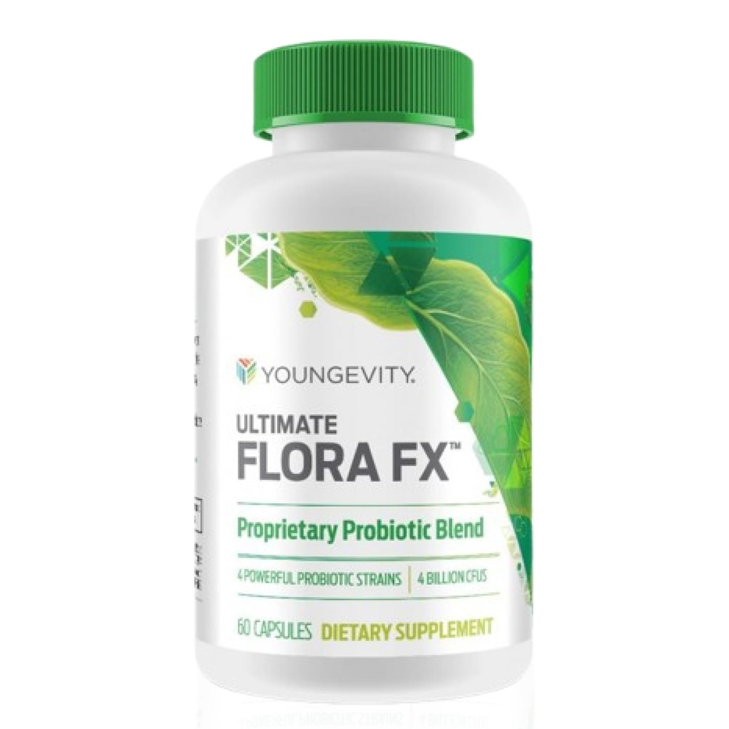 Youngevity Ultimate Flora FXTM – Prebiyotik ve Probiyotik Supplement – Supports Digestive Health and Gut Microbiome – 4 Milyar CFU – Glucono Delta Lactone – 60 Vegetarian Capsules