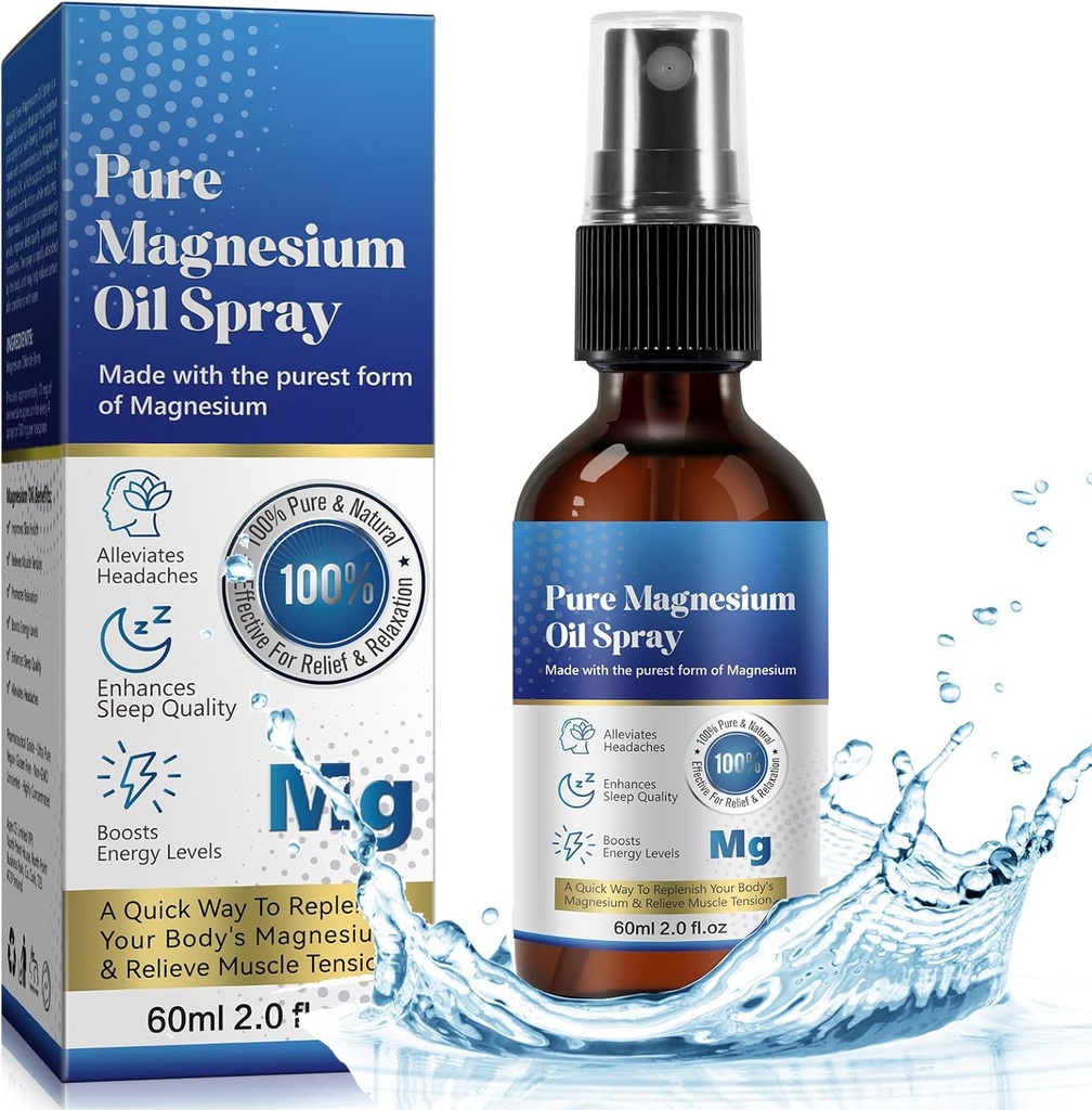 Magnezyum Oil 60ML, Ayaklar için Magnezyum Saf Yağı, Body 2.02 Fl.Oz