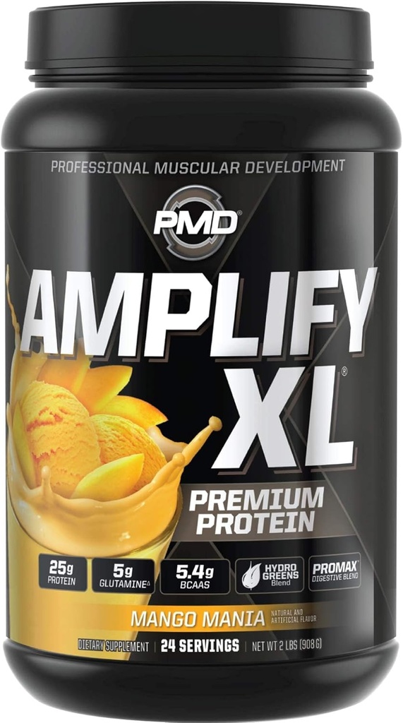 PMD Sportslify XL Premium Whey Protein Supplement Hydro Greens Meeting - Superfood for Muscle, Strength and Recovery - Mango Mania (24 Hizmet) için Superfood ile Glutamine ve Whey protein Matrix