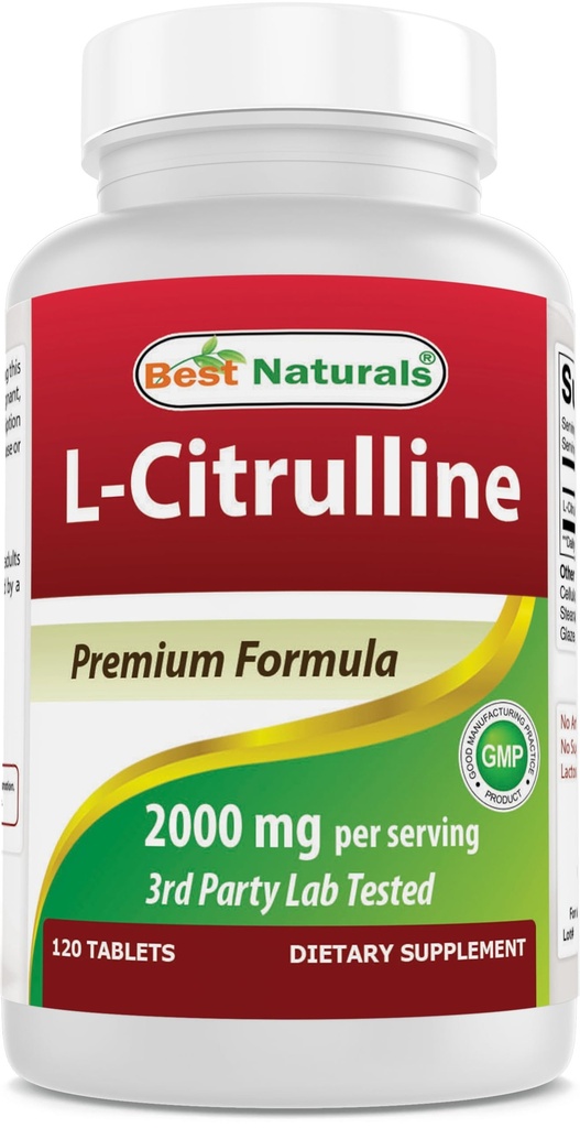En İyi Doğallar L-Citrulline 2000 mg/Serving - Non-GMO - Gluten Free - 120 Tabletler (120 Kont)
