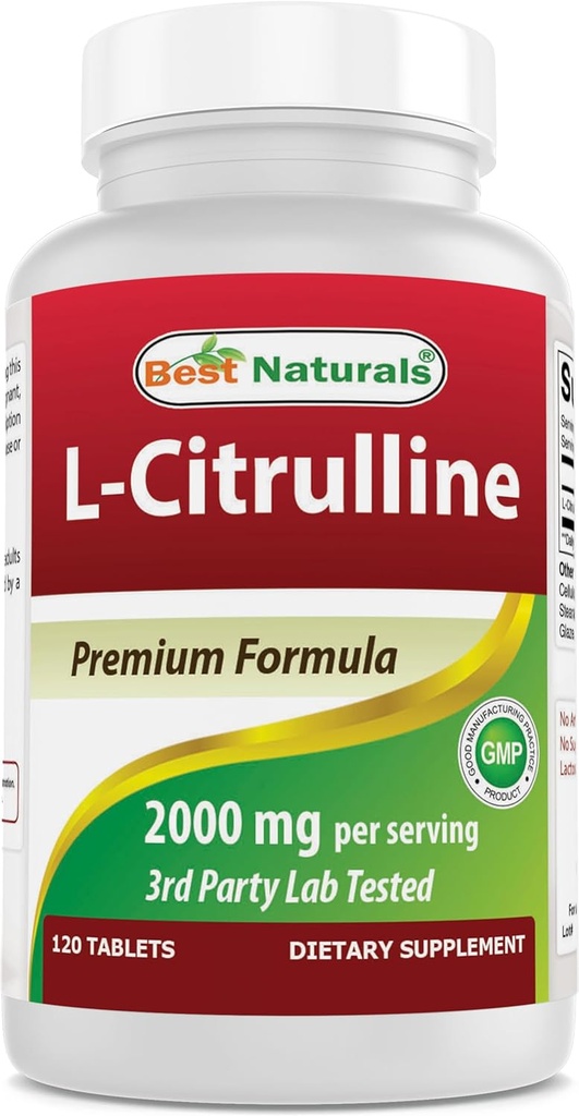 En İyi Doğallar L-Citrulline 2000 mg/Serving - Non-GMO - Gluten Free - 120 Tabletler (120 Kont)