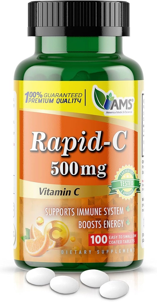 Amerika Medic & Science Hızlı-C 500 mg Supplement - Enerji Boost için C vitamini, Immune System Support, Anti-Oxidant