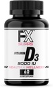 FXSUPPS Vitamin D3 5000 IU (1 Pack, 60 Swallow Softgels) | Erkekler ve Kadınlar için Sağlık ve Sağlık Diyetsel Tamam | Cholecalciferol, Bone, Heart Health, Immune System, Lung Function
