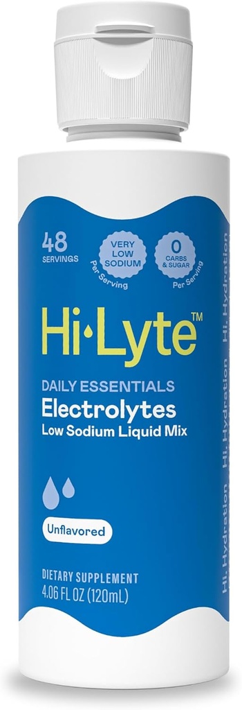 Hi-Lyte Daily Essentials Low sodyum Elektrolytes Sıvı Mix Unflavored, 48 Hizmet