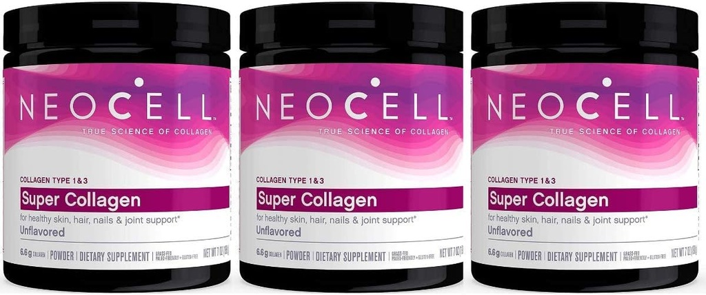 Neocell Super σκόνη κολλαγόνο, τύπου 1 και 3, 7 ουγγιά (πακέτο των 3)