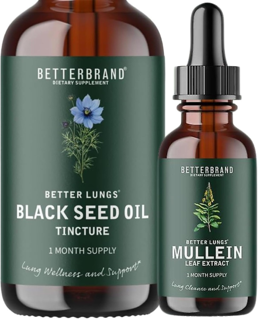 BetterLungs Mullein Leaf Extract ve Black Seed Oil Tincture Sche