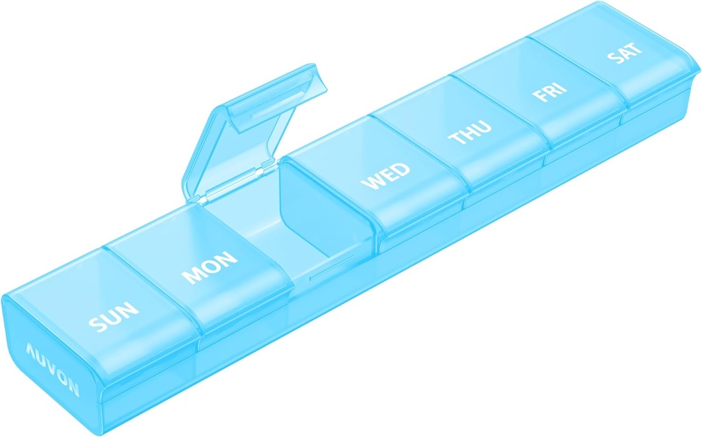 AUVON Weekly Pill Organizer with EffortlessOpen Design, Arthritis Friendly Pill Box, Faraday-Free Pill Organizer 7 Gün, Cute & Portre Pill Case for Vitamins, Supplements and Drugs