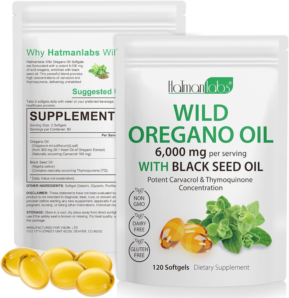 Oregano Capsules - Oregano Softgels Petrolleri - Siyah Tohum Yağı 200 mg - Yüksek Carvacrol & Youmoquinone for Immune Support
