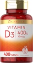 Carlyle Vitamin D3 400iu (1006) | 400 Tablet | Değer Boyut | Vejetaryen, Non-GMO ve Gluten Free Formula | Vitamin D Supplement D Supplement