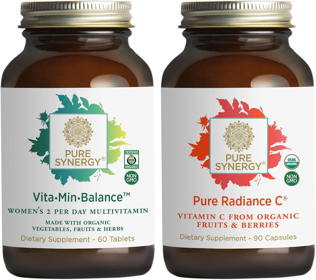 PURE SYNERGY Women's Multivitamin, Stres ve Enerji Essentials Sche | Tüm Gıda En Adaptojenleri | Doğal Vitamin C Immune ve Skin Supplement | Vegan, Non-GMO ve Organik Malzemeler