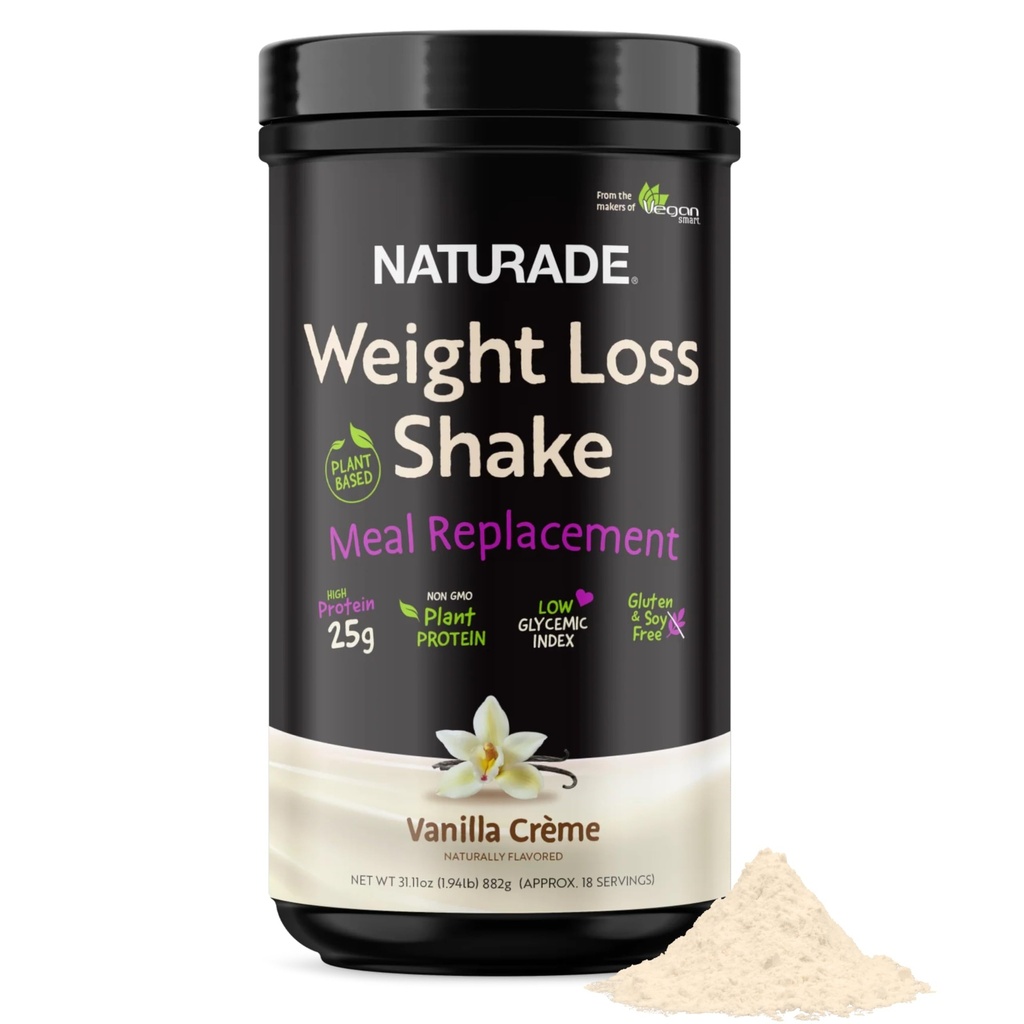 Naturade Kilo Kaybı Shake Meal Emekliliği, 18 Hizmet - 25g Plant-Based Protein, CLA, Fiber & 18 Vitaminler ve Mineraller Günlük Beslenmeyi Geliştirmek için Tasarlandı - Vanilla Crememe