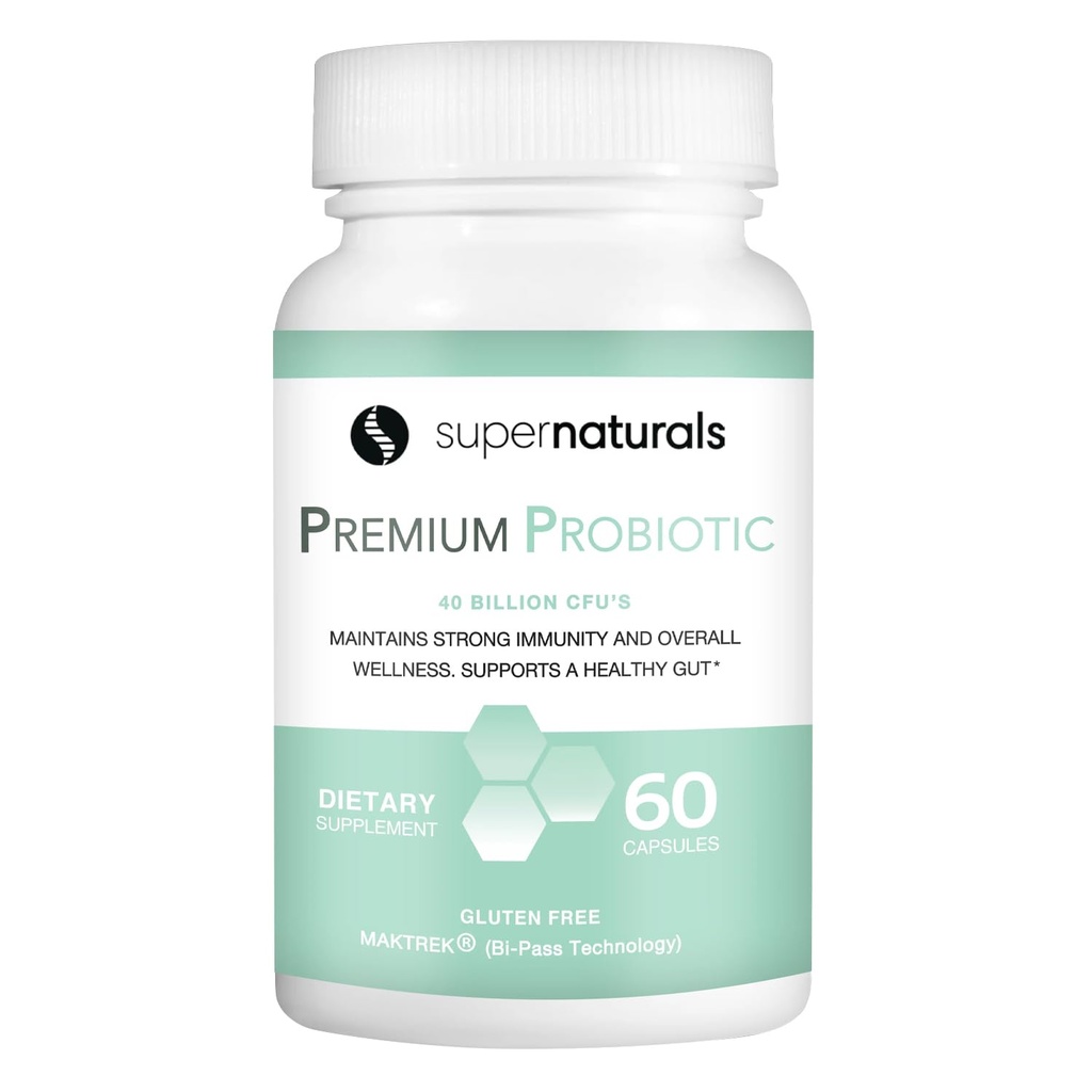 Premium Probiotics, 40 δις CFU Probiotics για Digestive Health, Made with MAKTrek Bipass Technology, Women & Mens Probiotics for Gut Health, 60 Probiotic Capsles