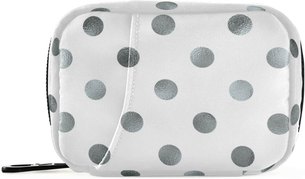 Naanle Silver White Polka Dot Pill Box 7 Day Case Bag Travel Organizer with Surface Portable Weekly Compact Boyut for Vitamin Supplementrec A Dots Grey 4.6 x 3.14 x 1.88 Perfect