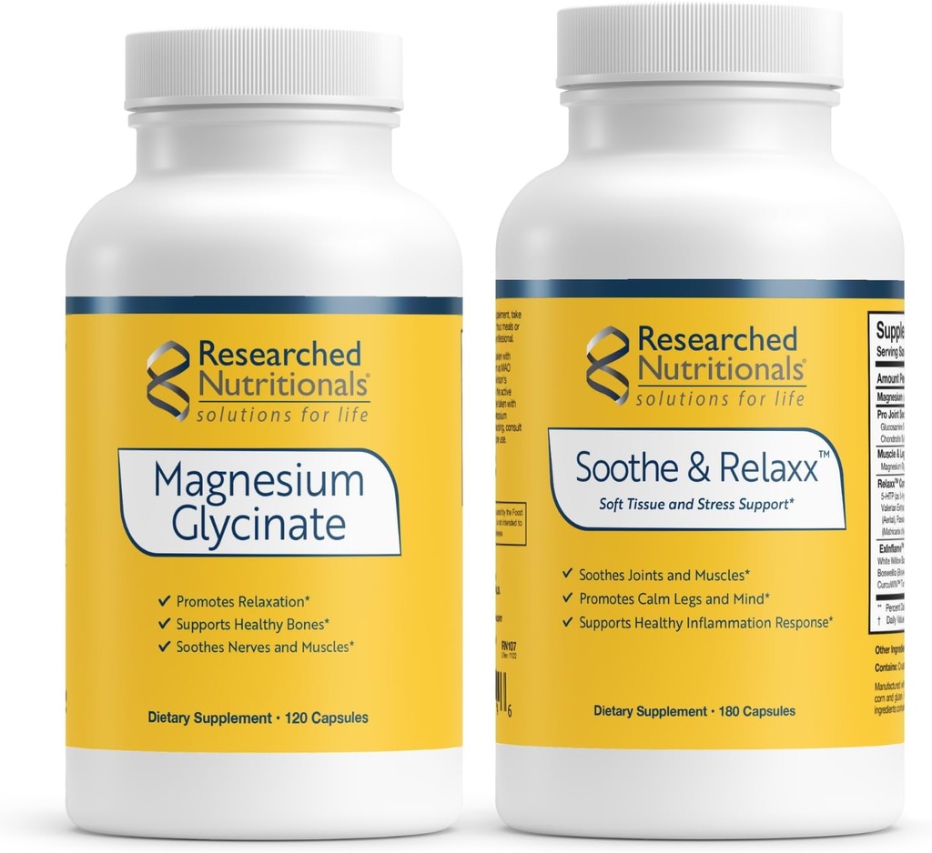 Ερευνημένα Διατροφικά Soothe & Relax Bundle with Magnesium Glycinate - Υψηλή απορρόφηση Μαγνήσιο + Mind & Muscle Support*