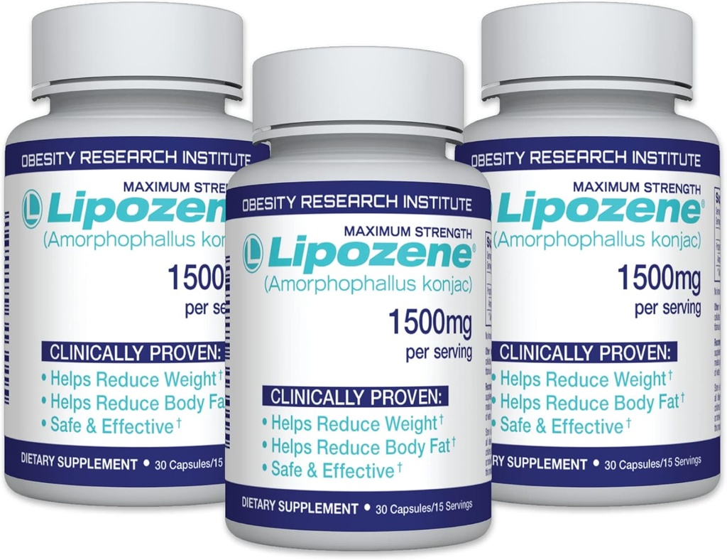 Lipozene Diyet Pills - Kilo Kaybı Tamam - Suppresses Appetite- Toplam 90 Capsules Toplam Üç Şişe
