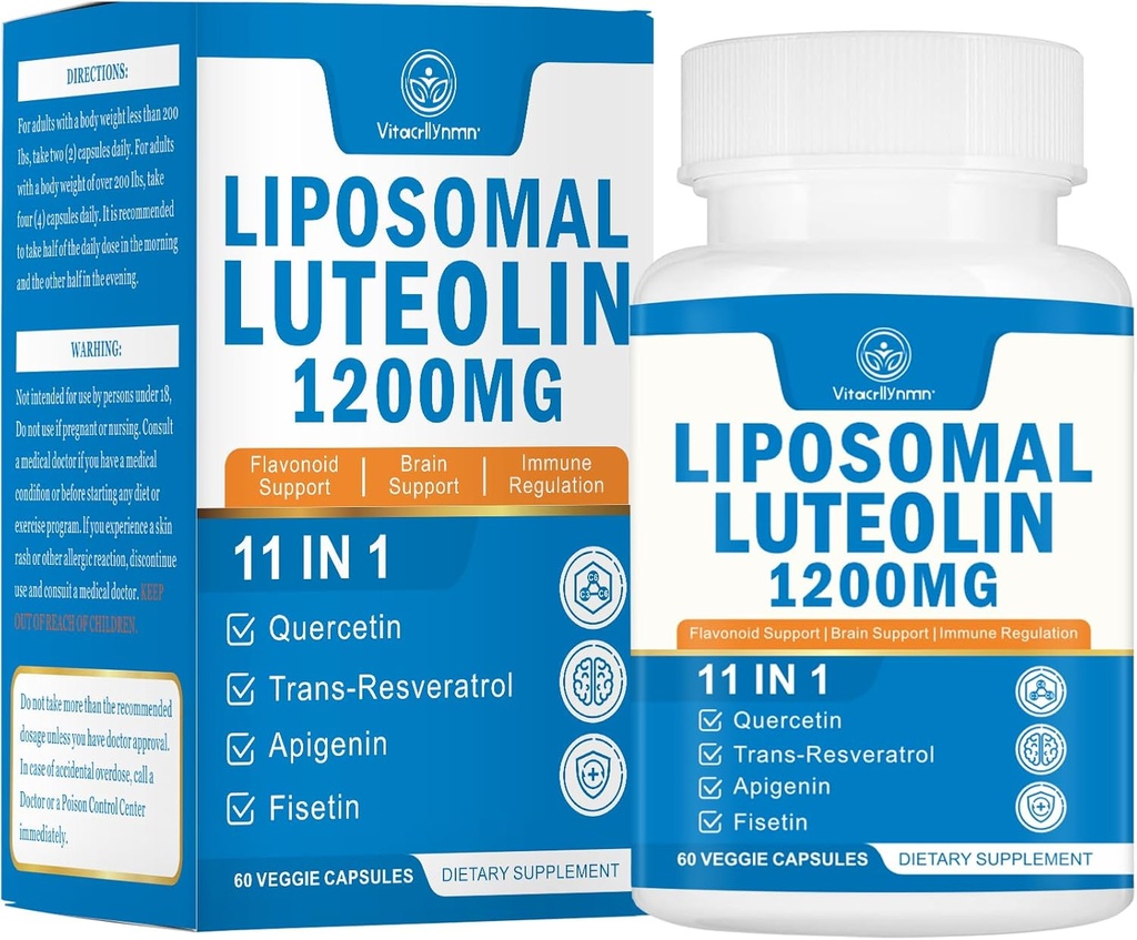 1200MG Liposomal Luteolin Supplement - En Az Metabolizma, Antioksit Beyin için Güçlendi
