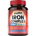 Kadın ve Erkekler için Demir Supplement, C, B6, B12 & Foate for Iron Deficiency, Blood Building & Energy Support, Stomach Friendly, Better Abxia, Non-GMO, No Gluten, 60 Vegan Caps