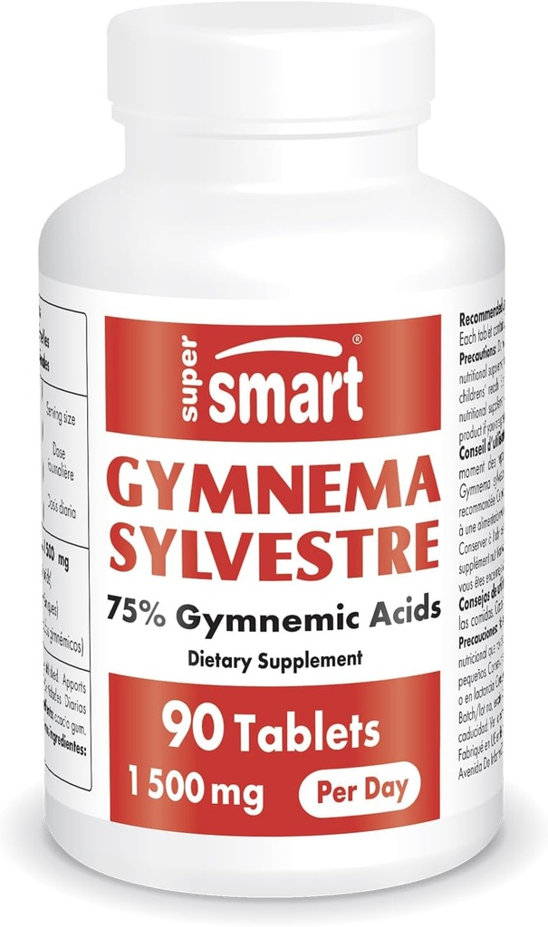 Supersmart - Gymnema Sylvestre 1500 mg per Day (High Strength) -% 75 Gymnemic Acids Supplement | Non-GMO & Gluten Free - 90 Tabletler