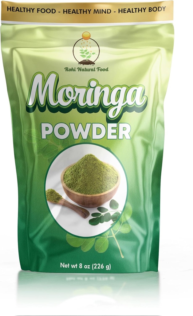 Moringa Leaf Toz 8 oz (227g) |% 100 Pure Moringa Toz | İçeceklerde Kolay Mixes & Smoothies