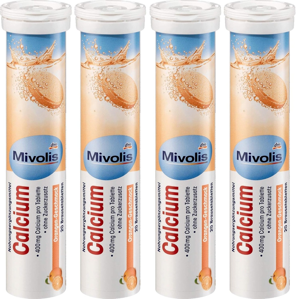 Mivolis Calcium αναβράζοντα δισκία - Διαιτητικά συμπληρώματα 4 συσκευασίες x 20 τεμ.