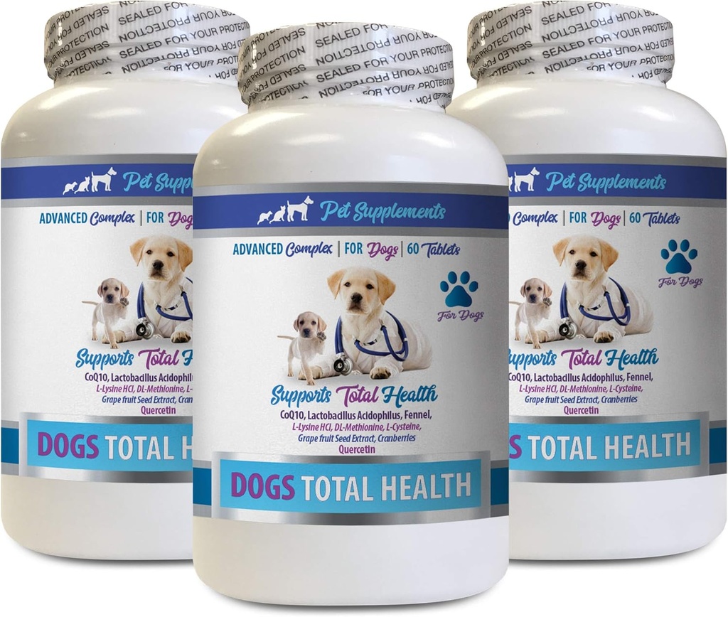 Köpek Immune Bites - Köpekler Total Health Control - Immune Support - Saç Skin Nails Oral Eye Health Formula - Köpekbalığı Tamam - 3 Şişe (180 Tedavi)