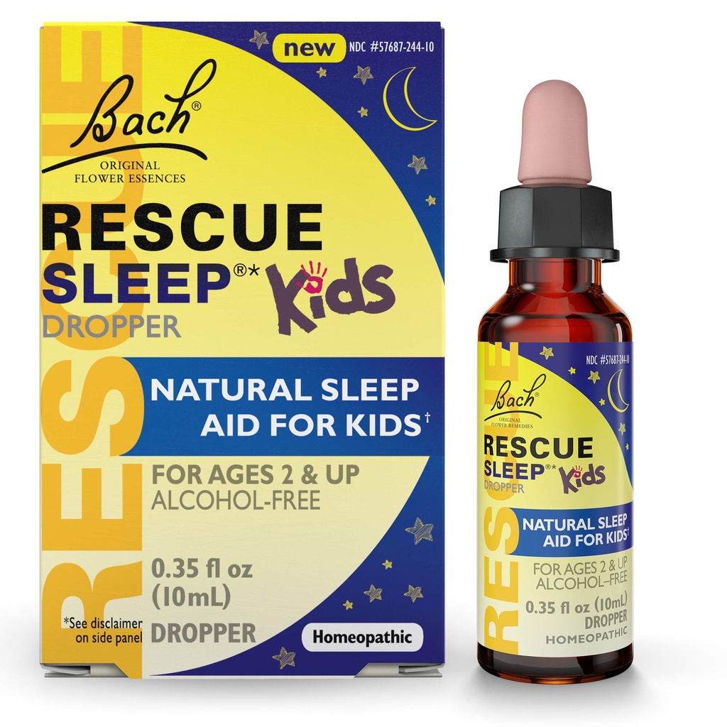 Bach RESCUE SLEEP KIDS Dropper 10mL, Doğal Uyku ve Stres Yardımı, Homeopatik Çiçek Essence, Melatonin, Sugar & Gluten, Kid-Friendly, Non-alcohol Formula Formula