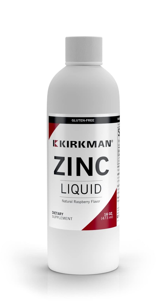 Kirkman – Zinc Liquid - Νέα διαμόρφωση –– 16 oz –– Γεύση με φυσικό σμέουρο –– Χωρίς κοινά αλλεργιογόνα