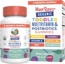 MaryRuth Organics Toddler Multivitamin Gummies + Postbiyotikler | USDA Organik | Çocuklar için Vitaminler 2+ | Immune Desteği | Vitamin C | Vitamin D3 | A | çinko | Vegan | Non-GMO | 60 Hizmetler