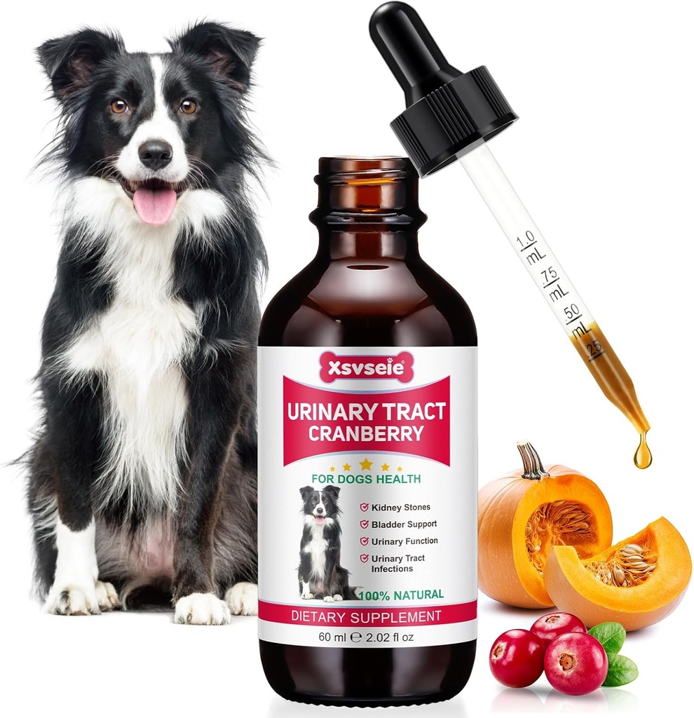 Dog UTI Treatment, Xsvseie Urinary Tract Drops for Dogs Natural Urinary Tract Enfeksiyon Tedavisi Herbal Supplement with Cranberry Bladder Health for Dogs All Breeds