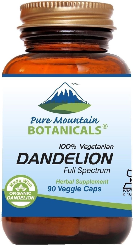 Saf Dağ Botanikleri Dandelion Root Capsules - Kosher Vegan 450 mg Organik Dandelion Root Supplement Supplement