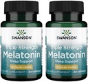 Swanson Triple Strength Melatonin - Disrupted Sleep Cycles için Doğal Uyku Desteği - (60 Capsules, 10 mg Her) 2 Pack
