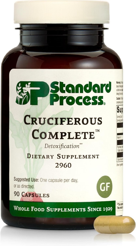 Standart Süreç Cruciferous Complete - Tüm Gıda Antioksi, Detox ve Liver Support with Vitamin K, Organik Kale ve Brussel Sprouts - 90 Capsulessel Sprouts - 90 Capsules