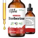 Vahşi & Organik Berberine 500 mg - Sıvı Berberine Supplement HCL Genel Destek için - Saf Türlü Tincture - Vegan, Alkol & Sugar-Free - 4 fl ozz