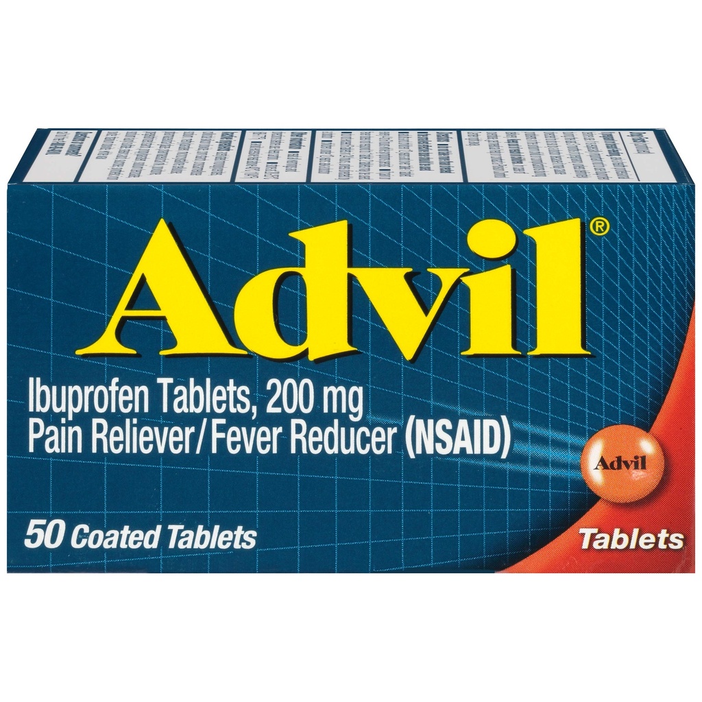Advil Ağrı Reliever ve Ateşleme, Ibuprofen 200 mg Ağrı Yardımı - 50 Kaplamalı Tabletler