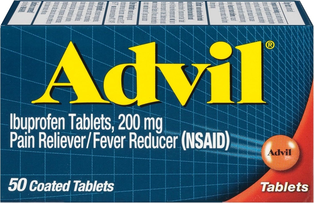 Advil Pain Reliever και Πυρετός Reucer, Ibuprofen 200mg για ανακούφιση του πόνου - 50 Επικαλυμμένα δισκία