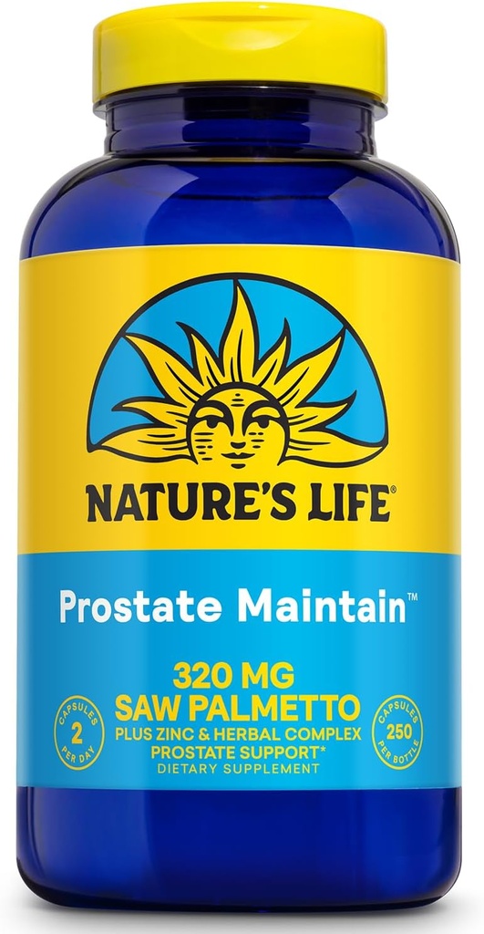 Nature's Life Prostate maintain - Prostate Support Supplement for Men's Health - Saw Palmetto, Pisageum Herbal Kompleksi ve çinko Supplements - 125 Hizmet, 250 Vegetarian Capsules