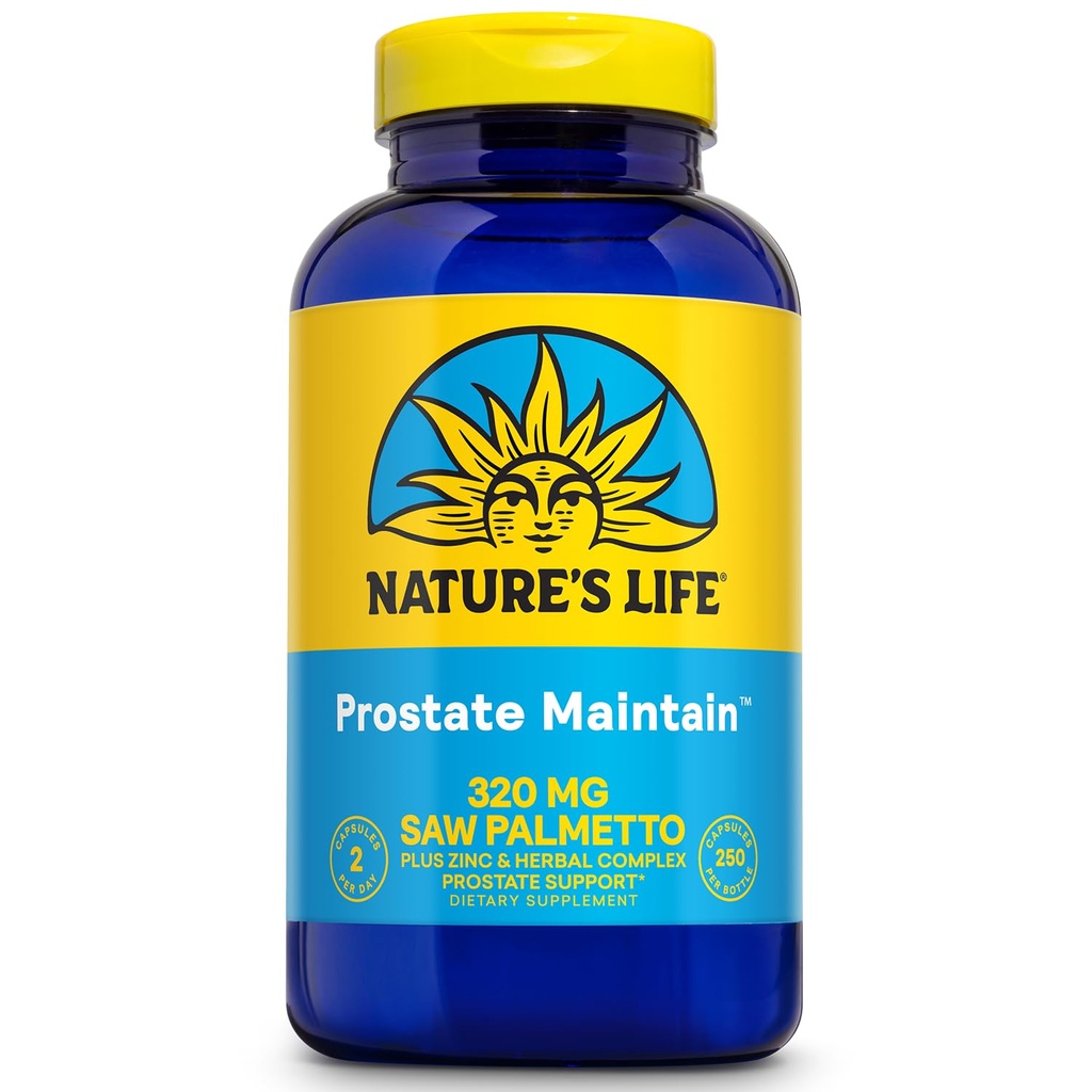 Nature's Life Prostate maintain - Prostate Support Supplement for Men's Health - Saw Palmetto, Pisageum Herbal Kompleksi ve çinko Supplements - 125 Hizmet, 250 Vegetarian Capsules