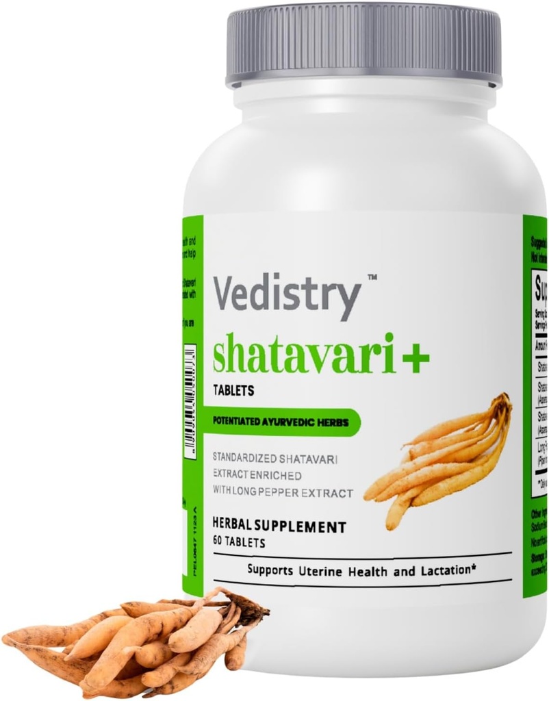 Shatavari Root Extract Tabletleri Kadınlar için | Hormonal Denge ve Fertness Desteği | Lactation & Uterine Health Supplement | 1100 mg with Long Pepper | 60 Vegan Tabletler
