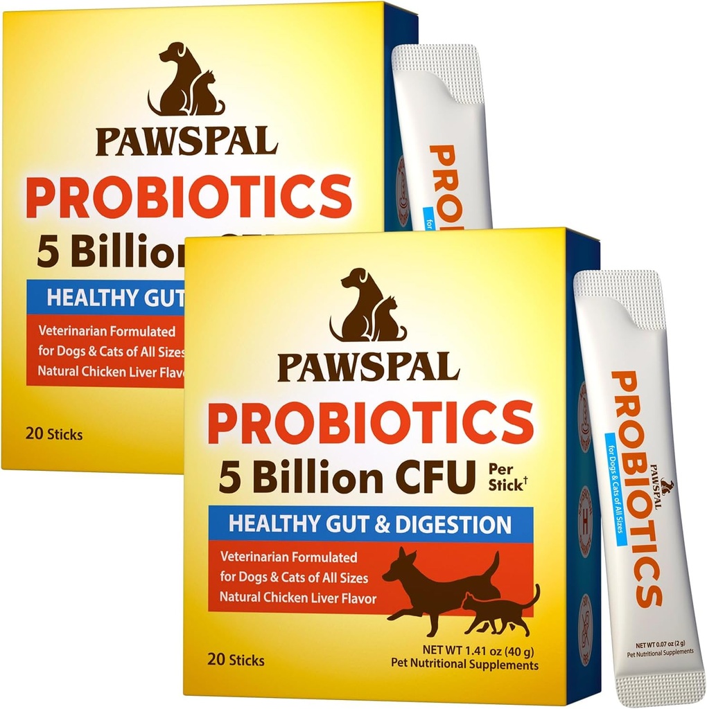 Probiotics για σκύλους και γάτες, 5 δισεκατομμύρια CFU, κτηνίατρος Formulated, Digestive & ανοσοποιητική υγεία, Υπόλοιπο Gut Flora, Όλα τα φυσικά Probiotic σκόνη, συκώτι κοτόπουλο, 40 ραβδιά