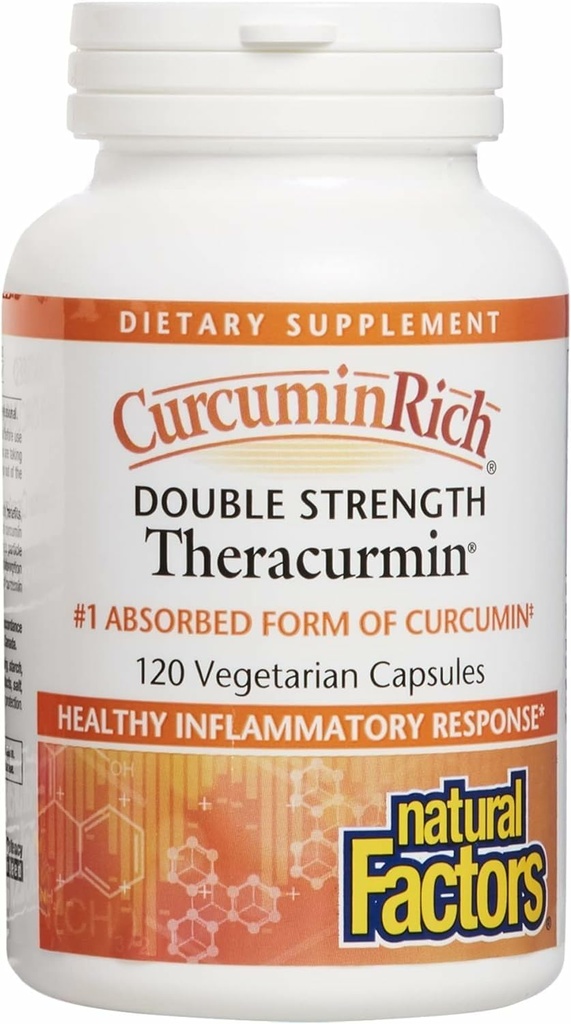 Doğal Faktörler CurcuminRich Double Strength Theracurmin - Antioksi Support Supplement with Curcumin - Diyetsel Supplement Aids Kas & - 120 Vegetarian Capsules (120 Hizmet)
