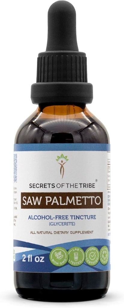 Saw Palmetto Tincture Alkol-Free Liquid Extract, Saw Palmetto (Serenoa Repens) kıl Berry (2 FL OZ)